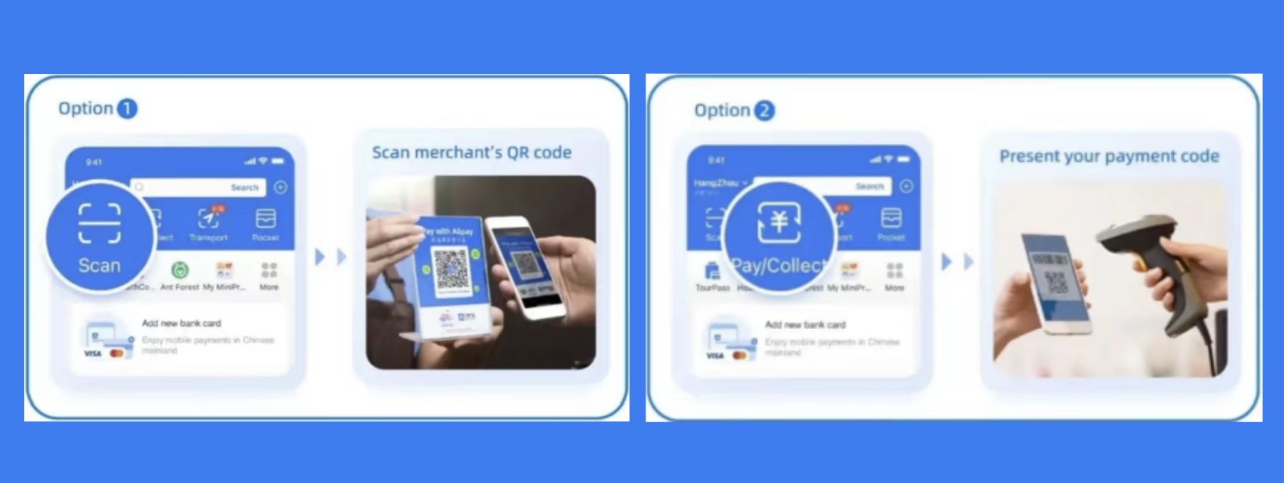 two ways to pay with Alipay