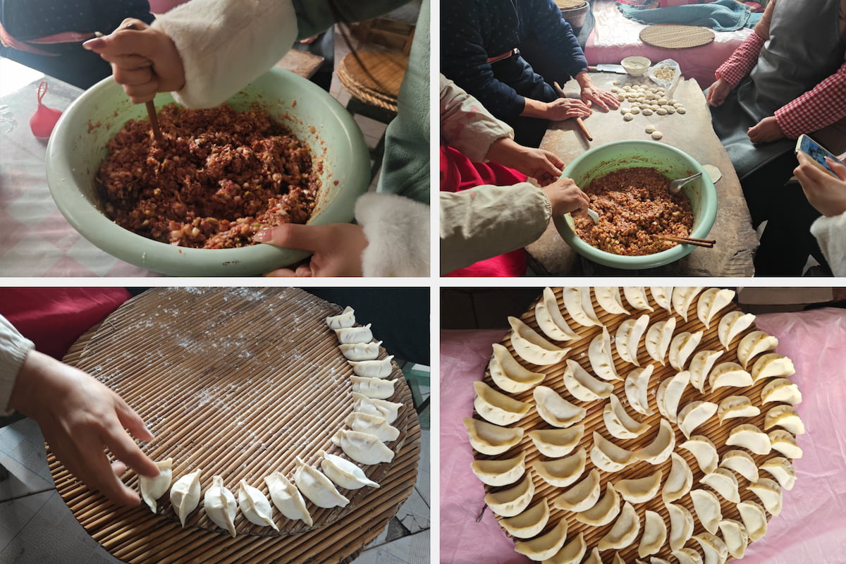 Wrapping dumplings on New Year's Eve