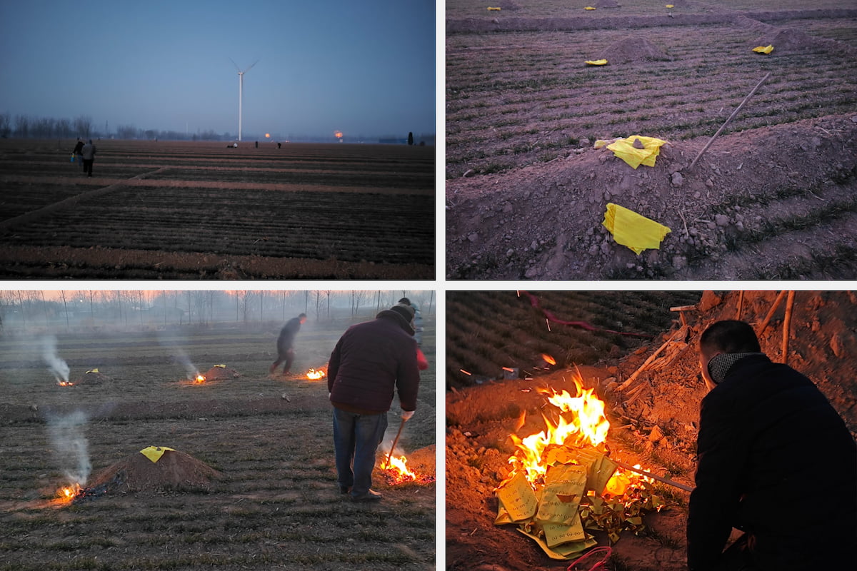 Paying respects at ancestral graves on the second day of the Lunar New Year