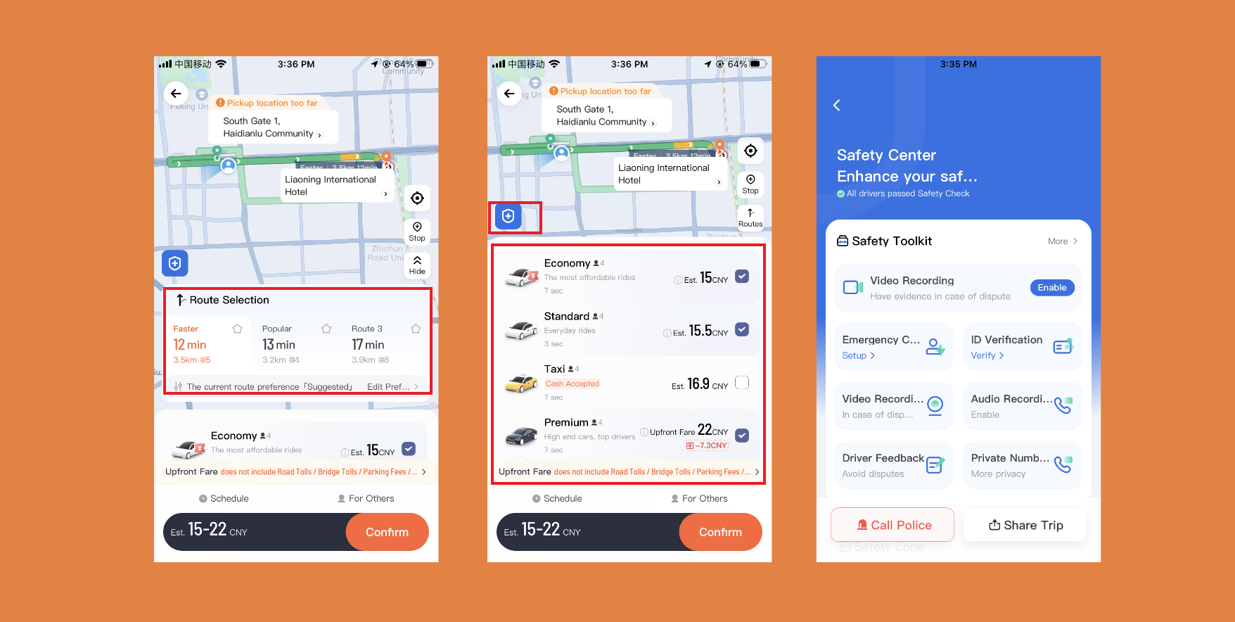 Setting Route and Vehicle Type in Didi